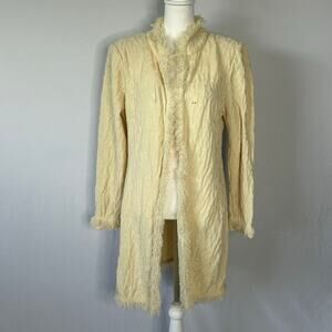 St John Collection Cream Fringe Knit Jacket Cardigan Wool USA Womens 8